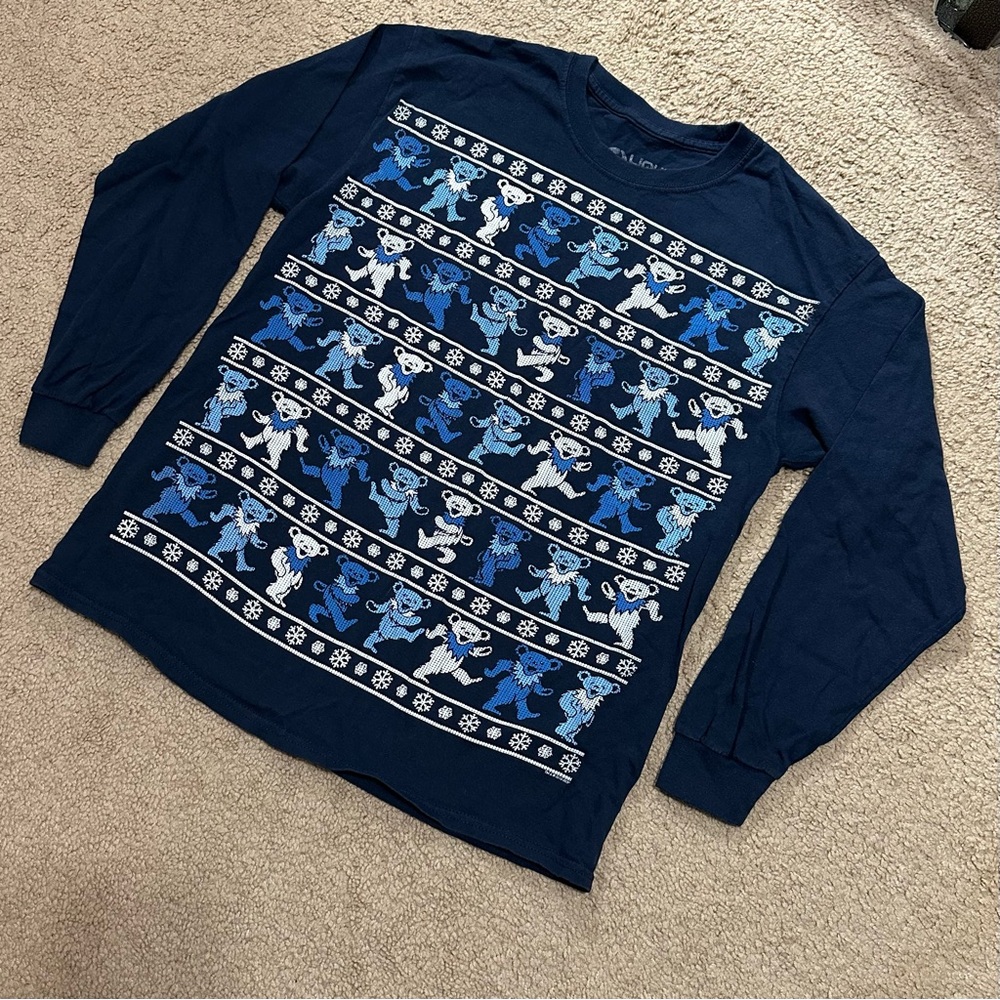 Liquid Blue Dancing Bears Holiday Xmas Sweater Long Sleeve Tee - Picture 4 of 6